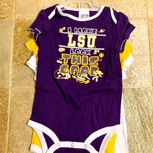 LSU Russell 3 Baby One Piece Set Purple Gold Pink